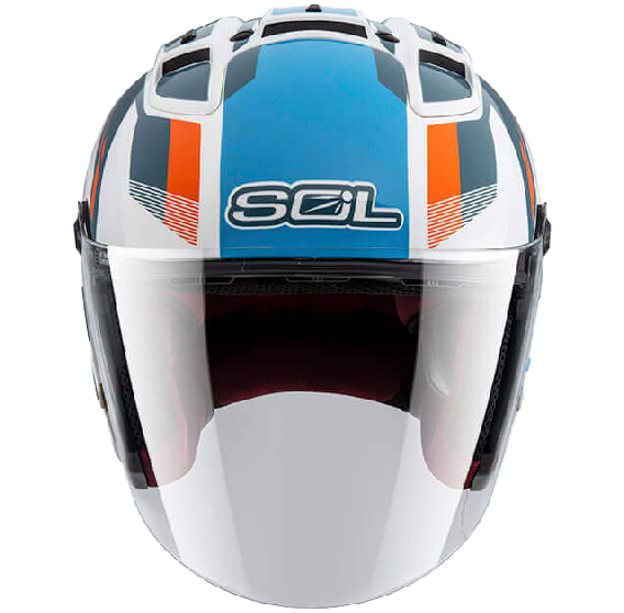 《遠古騎士》SOL 27S 27-S 星艦_白/藍橘 半罩 3/4罩通風透氣 LED燈 雙D扣