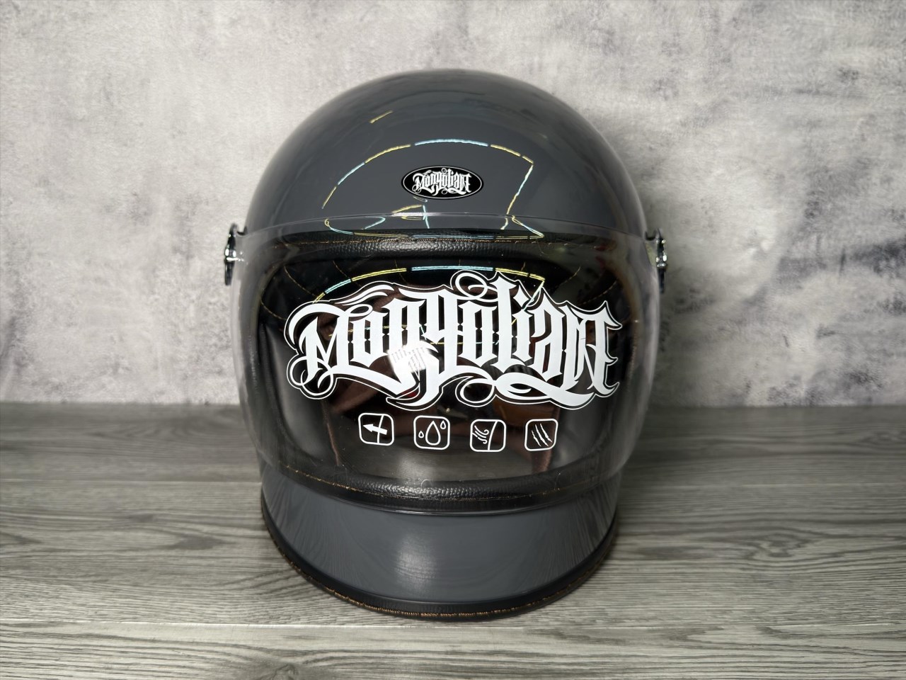 《遠古騎士》Mongolian蒙古人 泡泡鏡樂高帽 石墨灰 雙D扣 復古 內襯全可拆洗 樂高帽 全罩安全帽