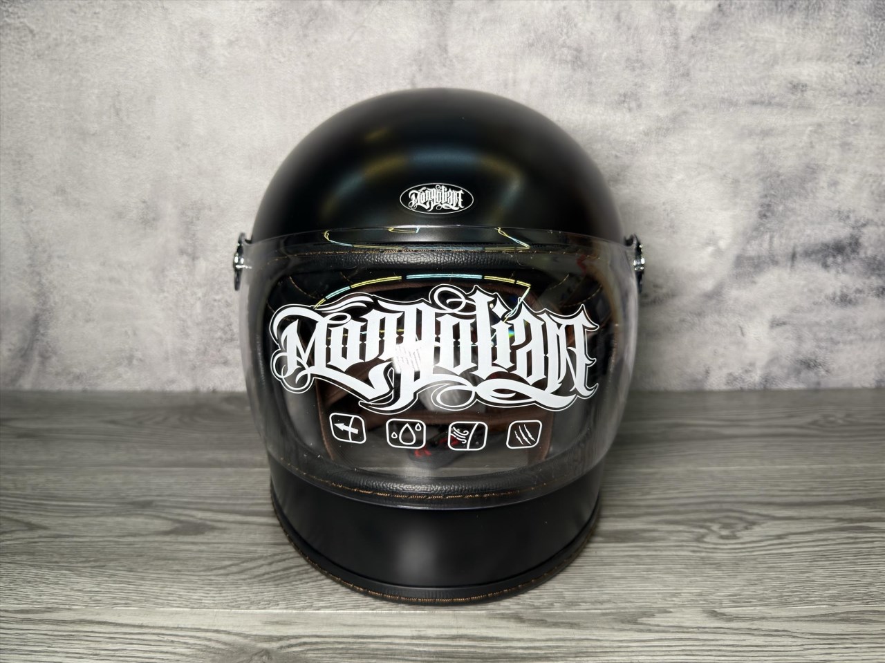 《遠古騎士》Mongolian蒙古人 泡泡鏡樂高帽 皮革黑 雙D扣 復古 內襯全可拆洗 樂高帽 全罩安全帽