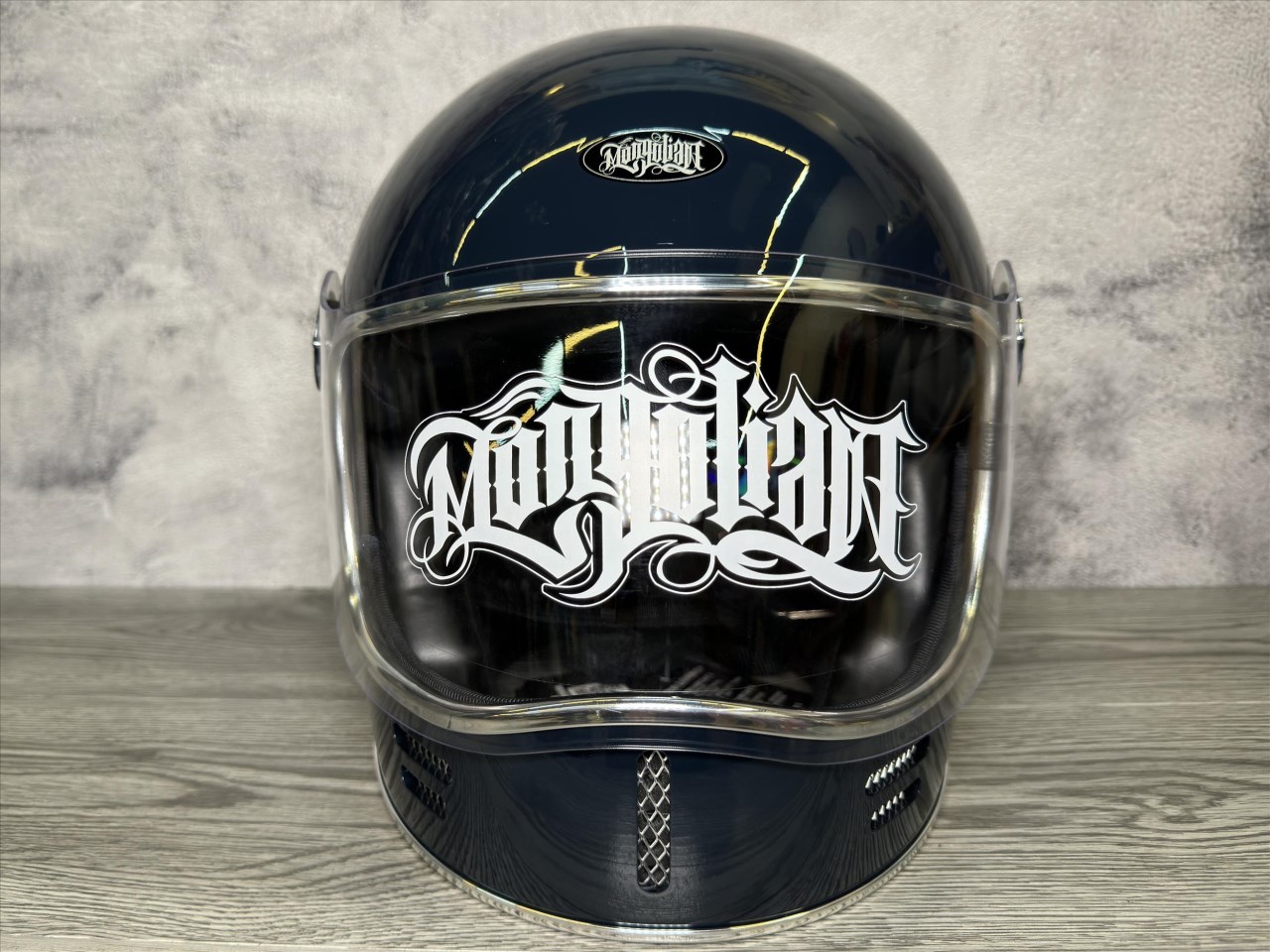 《遠古騎士》Mongolian蒙古人 喵星人樂高帽 石墨藍 雙D扣 復古 內襯全可拆洗 樂高帽 全罩安全帽