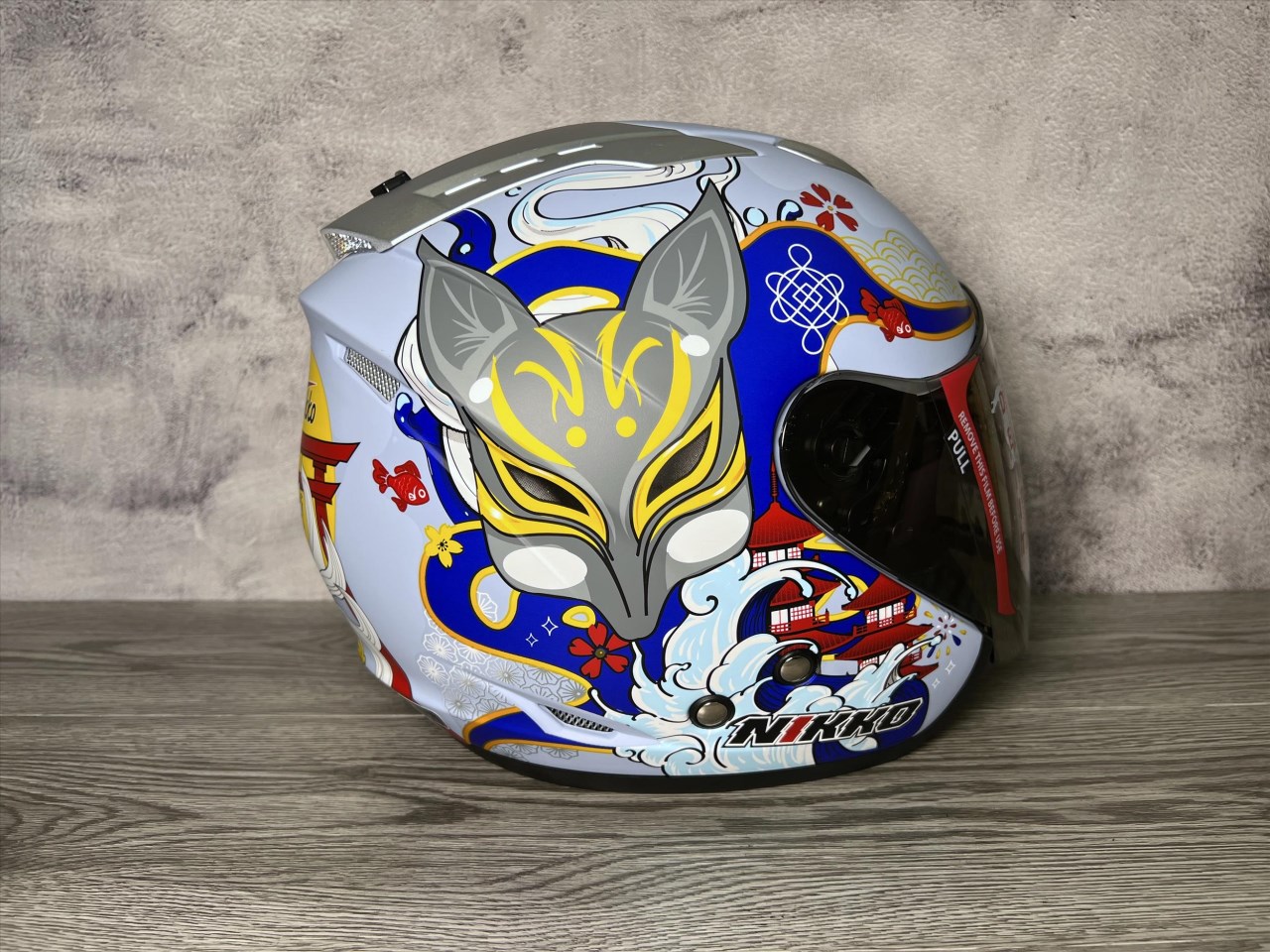 《遠古騎士》Nikko N557 #5 凜狐浪漫譚 霧面藍 半罩式 內墨鏡 安全帽