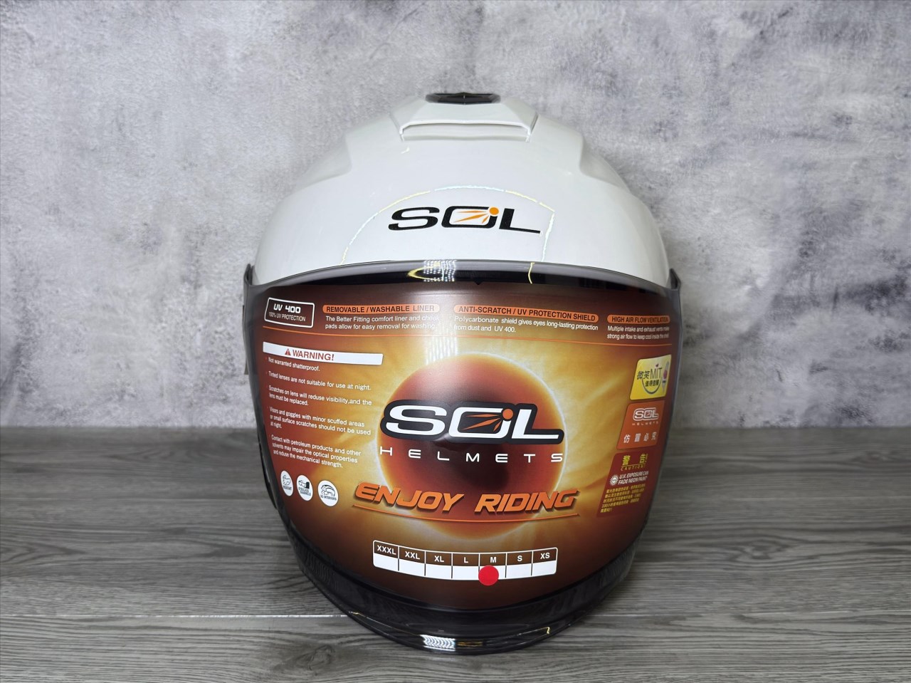 《遠古騎士》SOL SO-14 素色 珍珠白 半罩 內藏墨鏡 齒排鐵插扣 安全帽