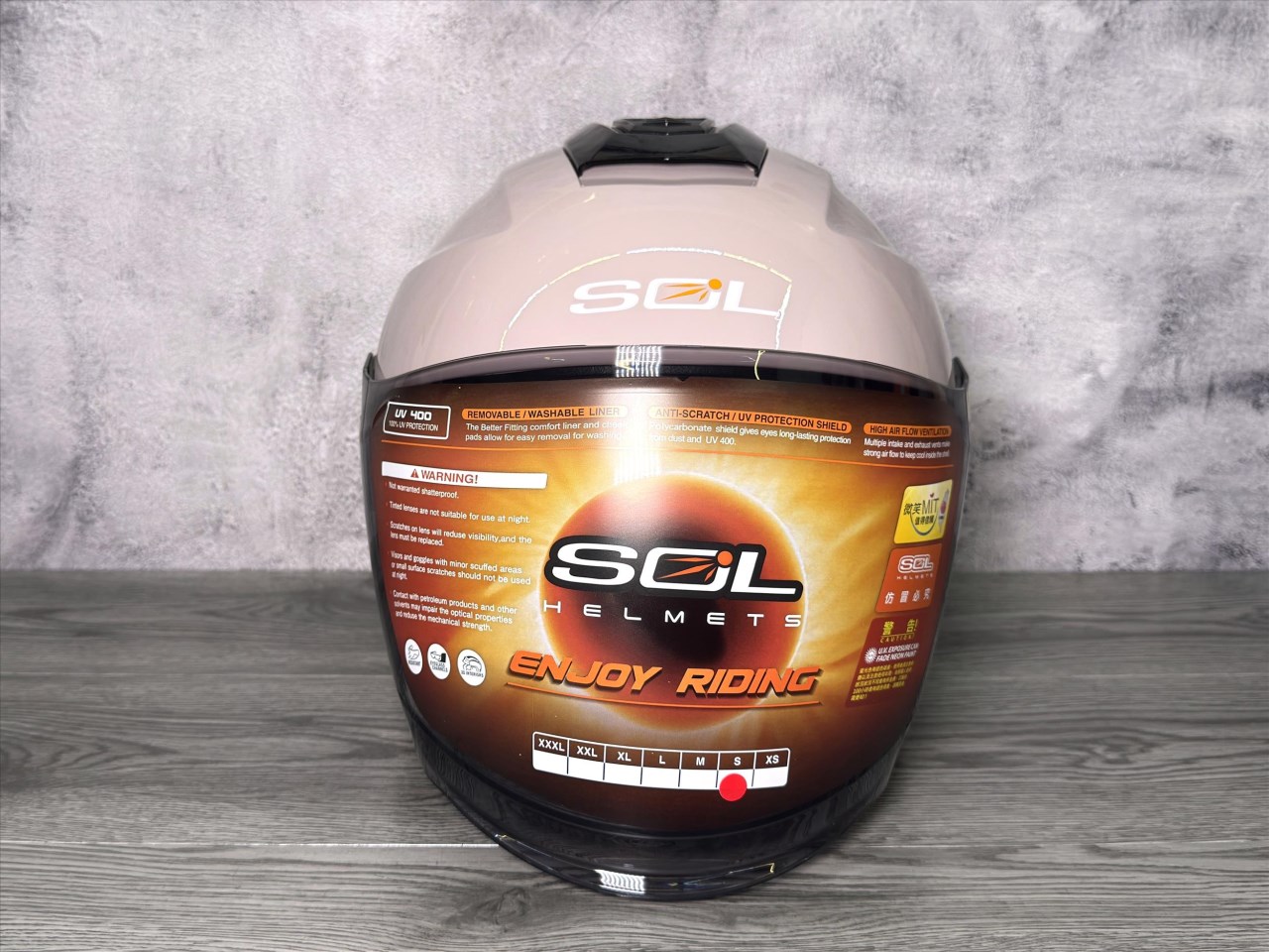 《遠古騎士》SOL SO-14 素色 雪紡玫瑰 半罩 內藏墨鏡 齒排鐵插扣 安全帽