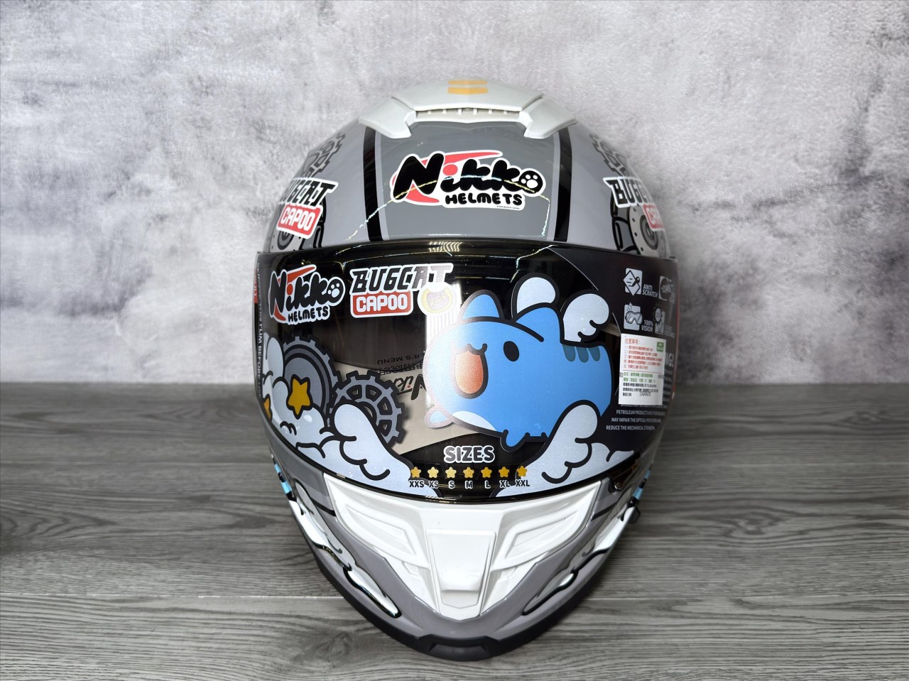 《遠古騎士》 Nikko N-806 急速咖波安全帽 亮面灰 全罩 咖波貓貓蟲
