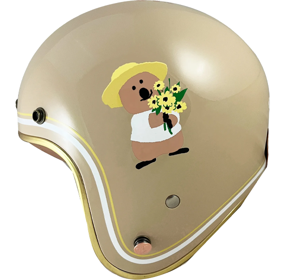 《遠古騎士》NIKKO N401#47 DINOTAENG 暖萌系列 皮革內裡 金色邊條安全帽