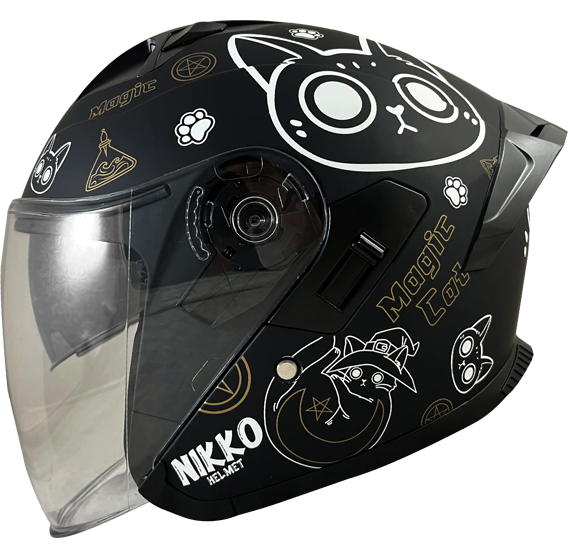《遠古騎士》Nikko N559 很多貓/ 汪汪集合 雙鏡片 半罩 安全帽