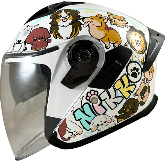 《遠古騎士》Nikko N559 很多貓/ 汪汪集合 雙鏡片 半罩 安全帽