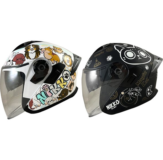 《遠古騎士》Nikko N559 很多貓/ 汪汪集合 雙鏡片 半罩 安全帽