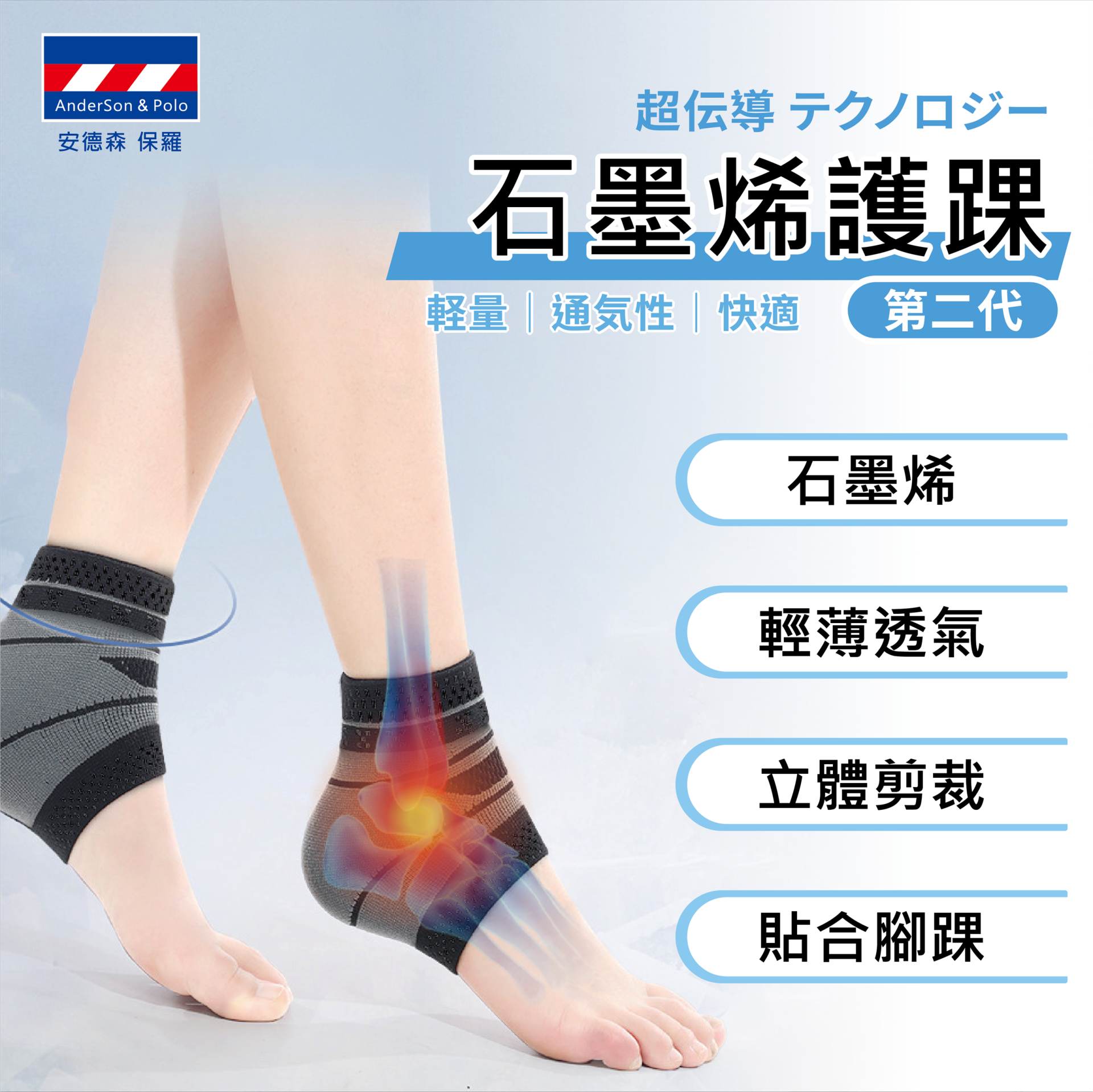 【安德森 保羅】石墨烯能量循環護踝（第二代）