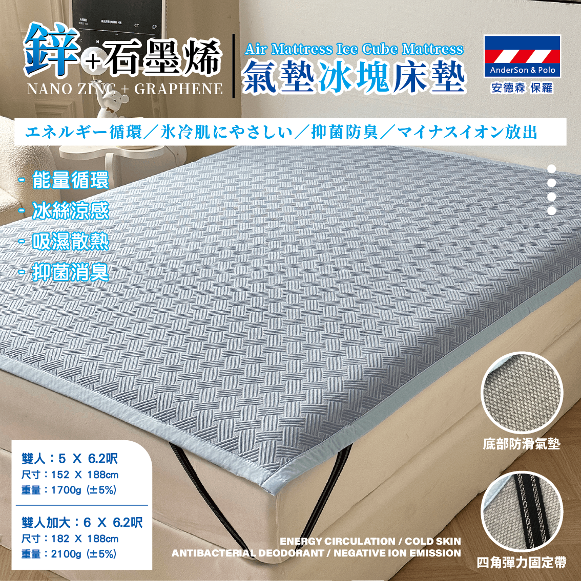 【安德森 保羅】鋅+石墨烯 氣墊冰塊床墊