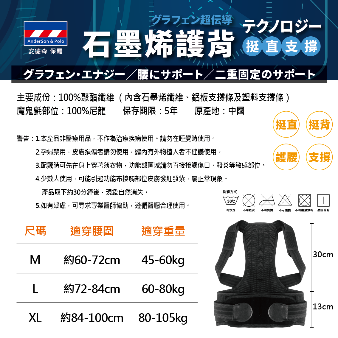 【安德森 保羅】石墨烯護背