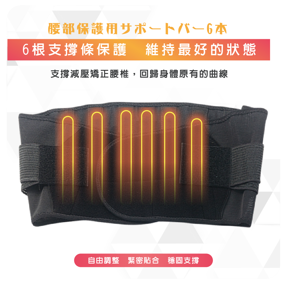 【野狼日本】 支撐條透氣網護腰帶