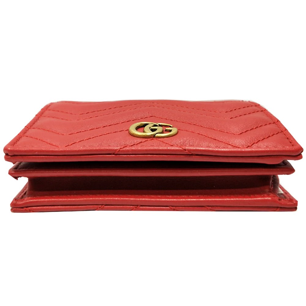 【GUCCI 】466492 GG Marmont matelasse系列絎縫紋牛皮金屬雙G LOGO暗釦卡夾/零錢包