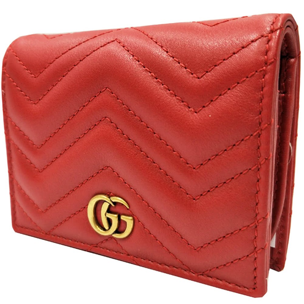 【GUCCI 】466492 GG Marmont matelasse系列絎縫紋牛皮金屬雙G LOGO暗釦卡夾/零錢包