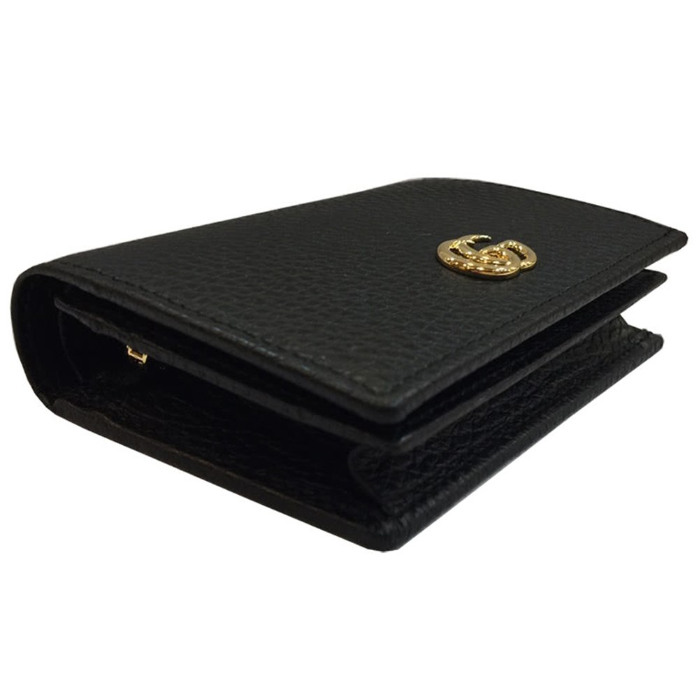 【GUCCI 】456126 經典金屬雙G LOGO荔枝紋牛皮暗釦萬用信用卡/短夾
