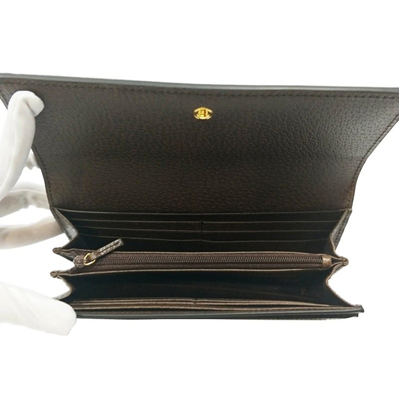 【GUCCI 】523153 經典花色 雙G金屬(Ophidia GG 翻蓋釦式長夾)