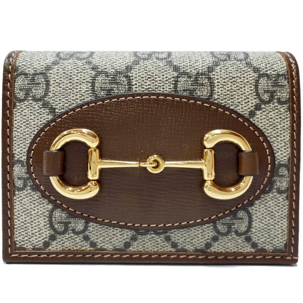 【GUCCI 】621887 經典Horsebit 1955馬銜暗釦卡夾/短夾(棕色)