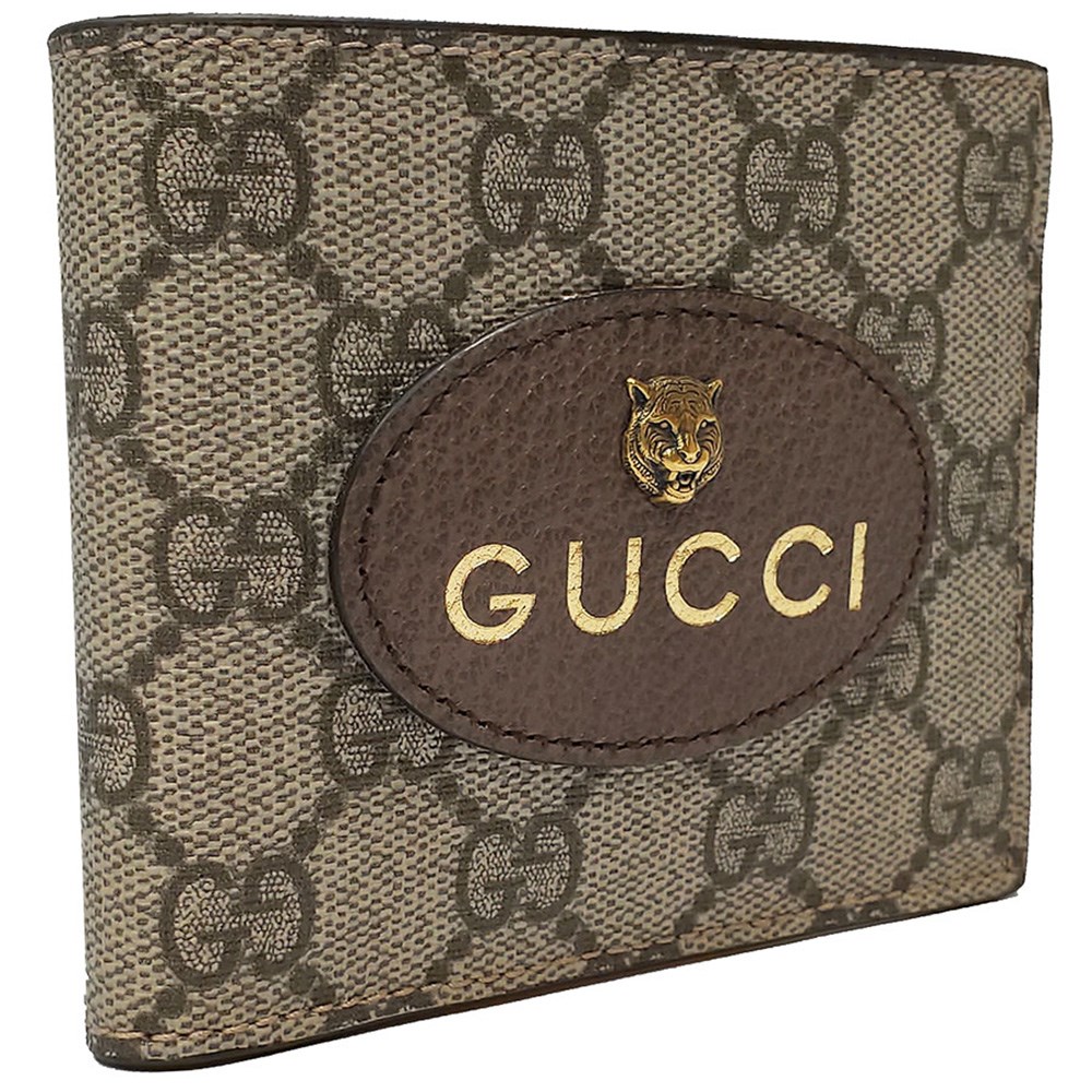 【GUCCI 】473954 GG Supreme虎頭短夾(棕X黃色-8卡)