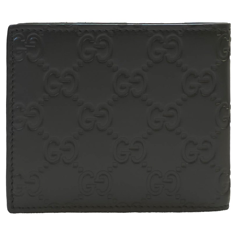 【GUCCI 】473916  經典雙G LOGO牛皮壓紋對開8卡短夾(全新展示品-黑色)