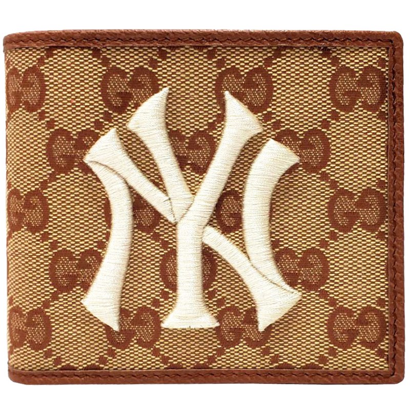 【GUCCI 】547785 NY Yankees大聯盟聯名款零錢短夾(奶油色)