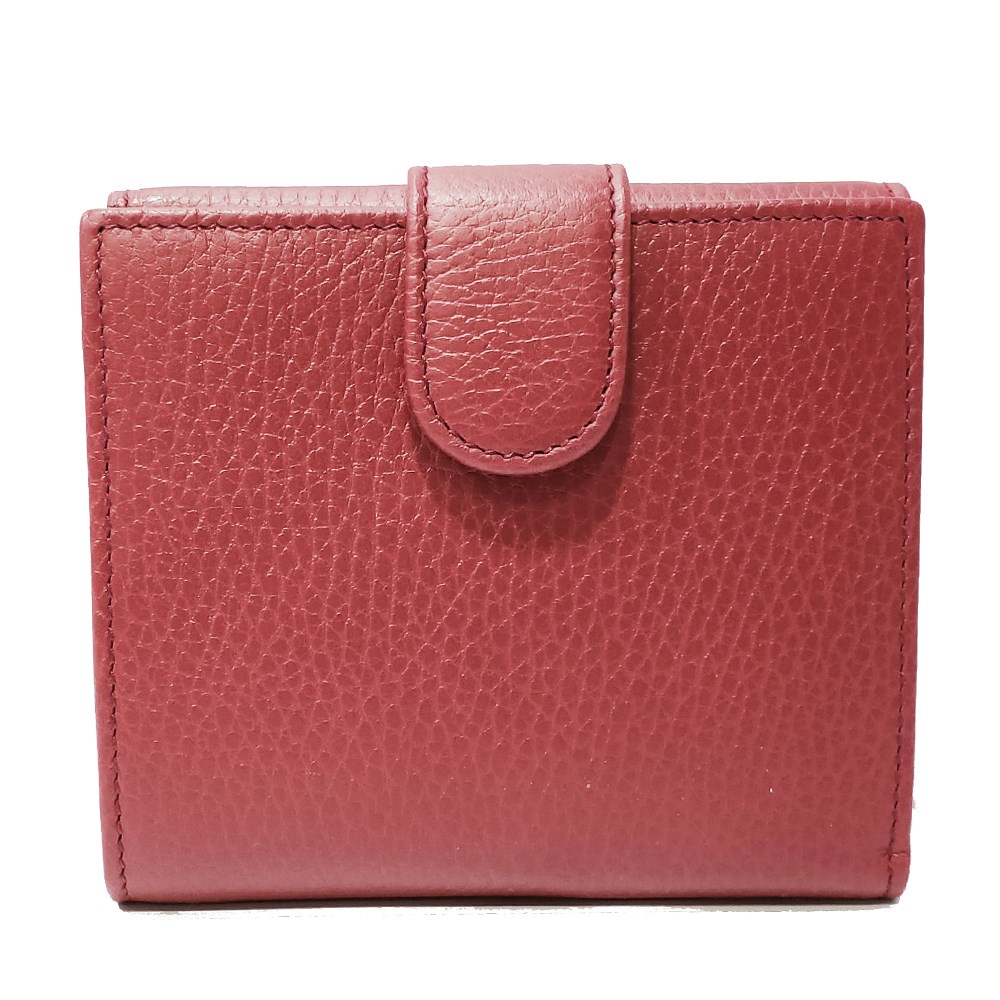 【GUCCI】615525 金屬雙G Logo牛皮暗釦短夾(紅色)