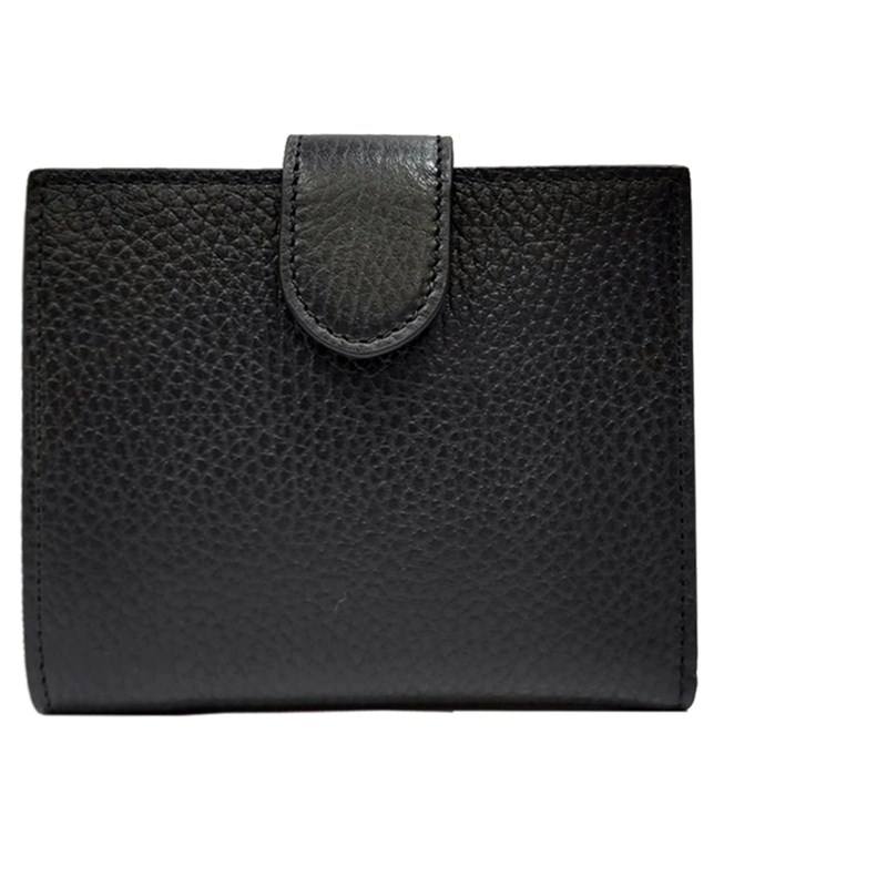 【GUCCI】615525 金屬雙G Logo牛皮暗釦短夾(黑色)