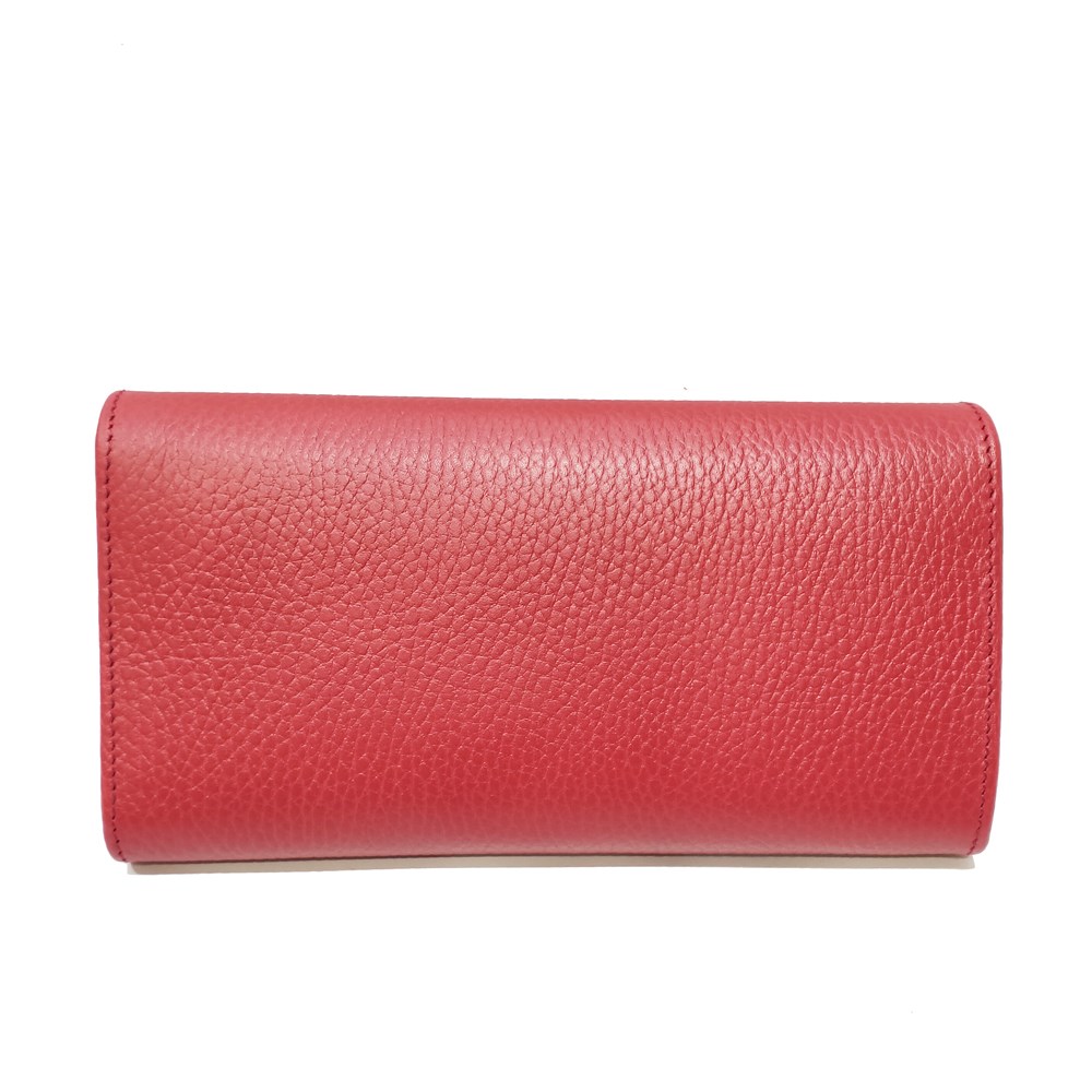 【GUCCI 】615524 經典GG金屬LOGO荔枝紋牛皮暗釦長夾(紅色)