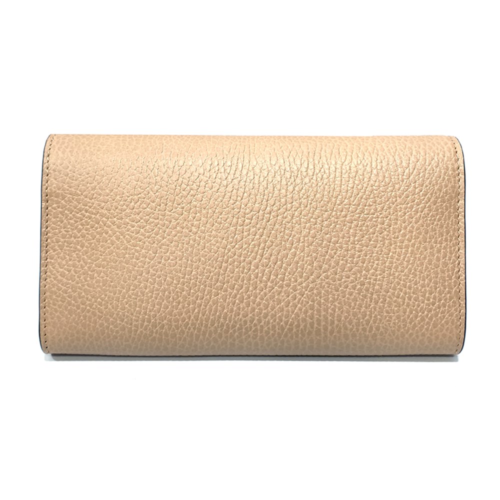 【GUCCI 】615524 經典GG金屬LOGO荔枝紋牛皮暗釦長夾(膚色)