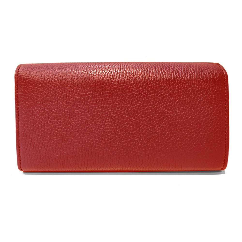【GUCCI 】598206 經典雙G SOHO系列荔枝紋牛皮扣式翻蓋長夾(紅色)