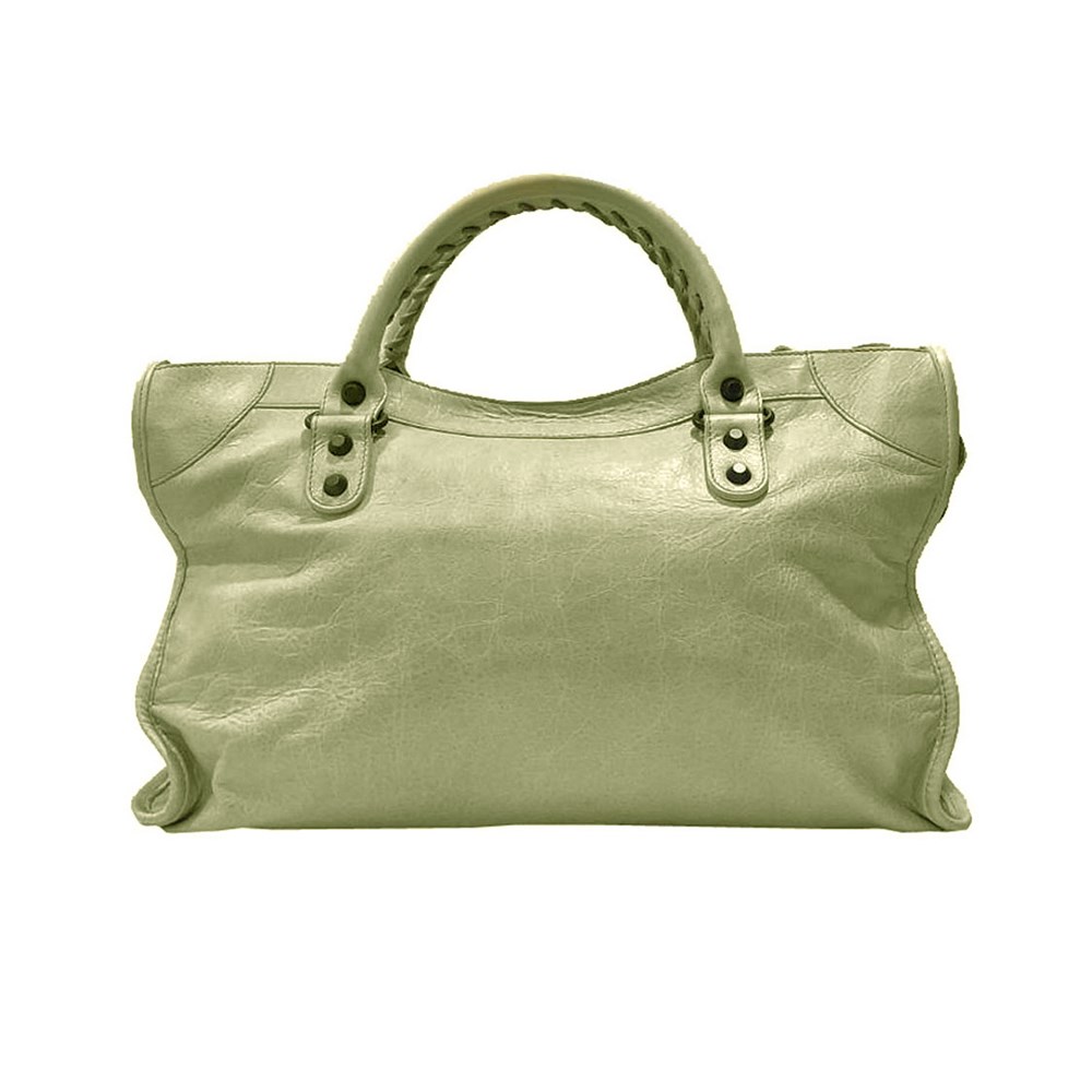 【Balenciaga 】115748  CLASSIC CITY 銅釦羊皮機車包(青綠)