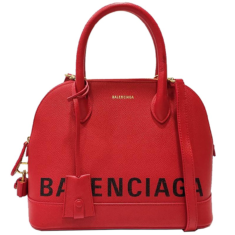 【Balenciaga 】518873 經典Balenciaga 印字手提／斜背兩用包(紅色)