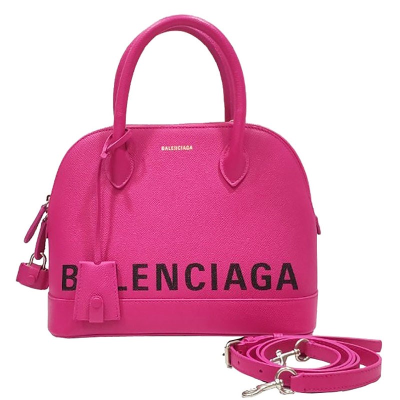 【Balenciaga 】518873 經典Balenciaga 印字手提／斜背兩用包(桃色)