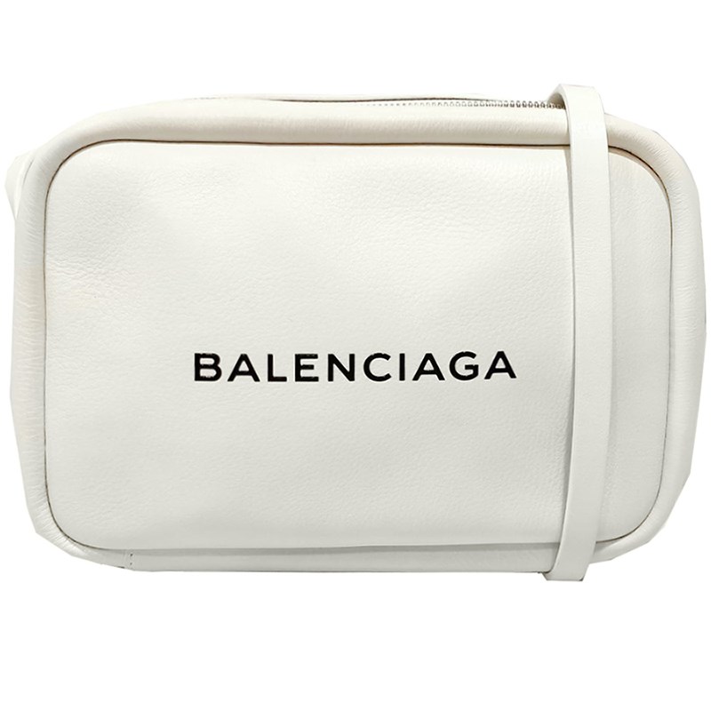 【Balenciaga 】489812 經典EVERYDAY系列品牌字母烙印小牛皮相機斜背包(白色-S號)
