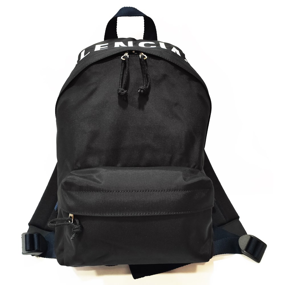 【Balenciaga 】565798 Wheel系列刺繡大LOGO尼龍後背包/雙肩包(黑色)