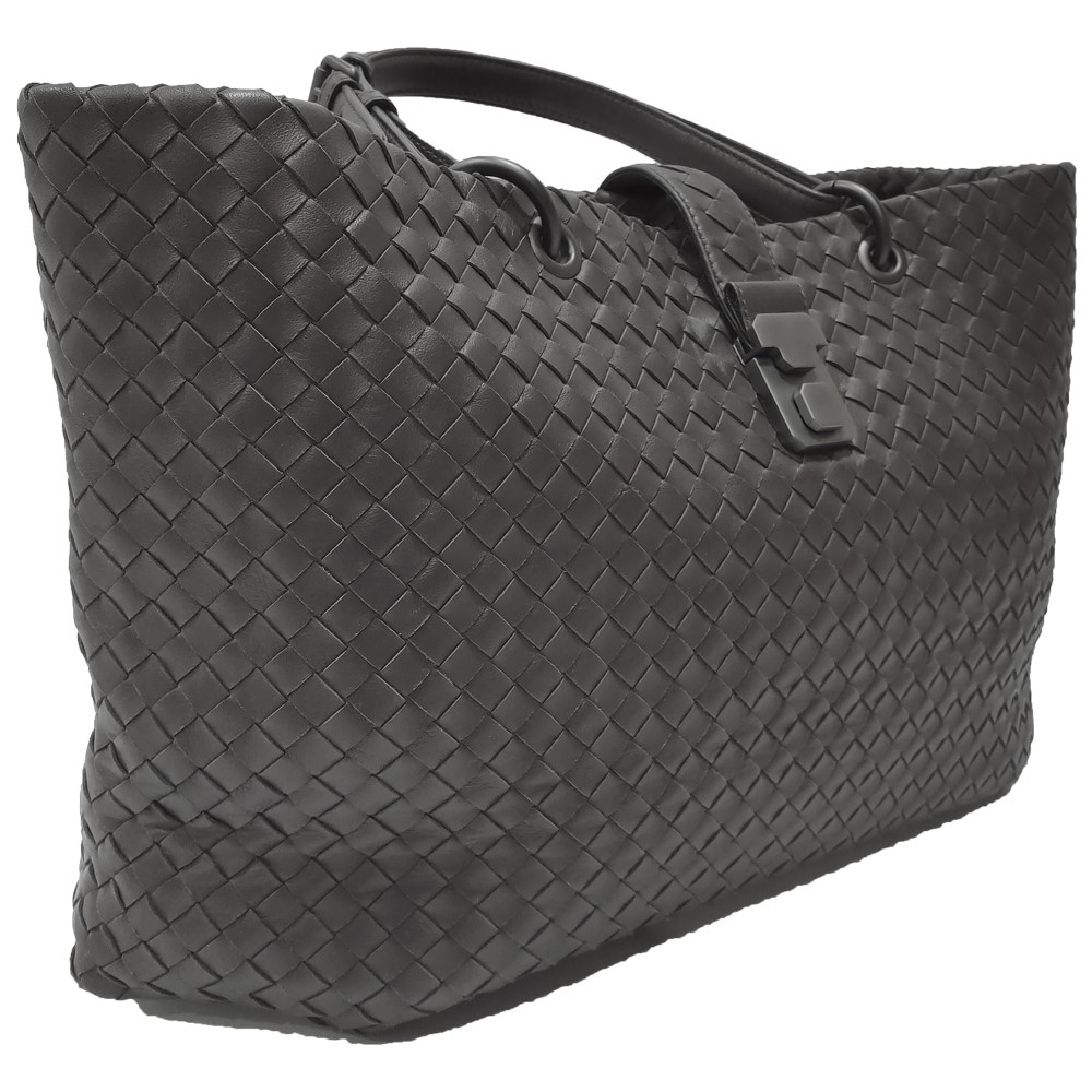【BOTTEGA VENETA 】297983 經典編織羊皮壓扣羅馬手提包(咖啡色)