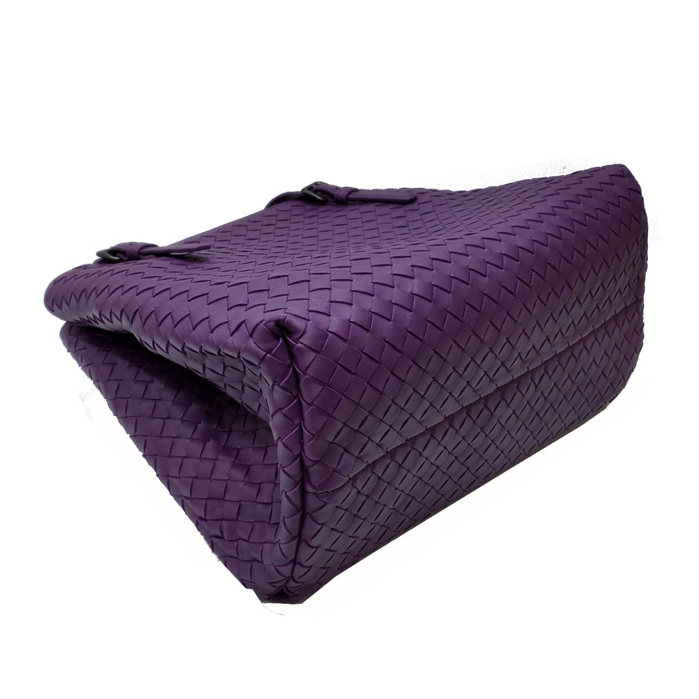 【BOTTEGA VENETA 】624019 經典編織小羊皮雙提把托特包(紫色)