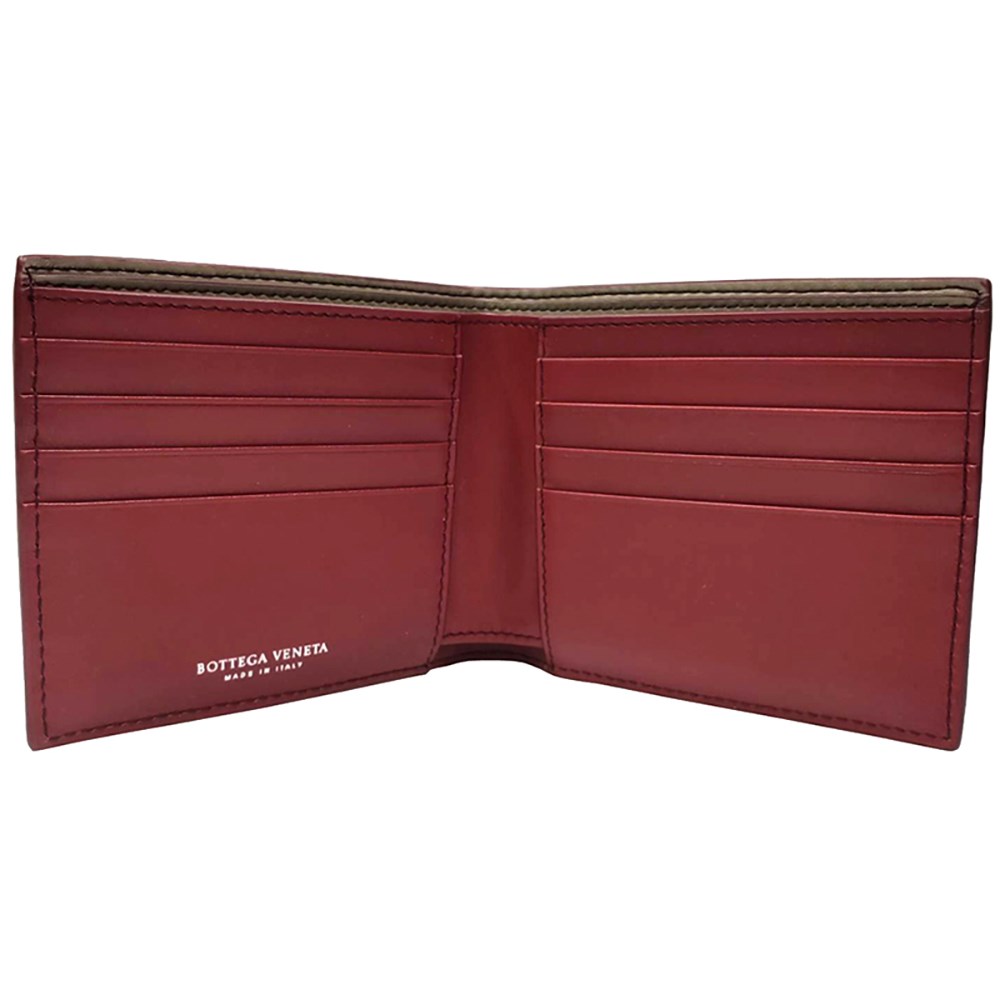 【BOTTEGA VENETA 】113993 經典編織小羊皮雙線中性短夾(紅色-8卡)