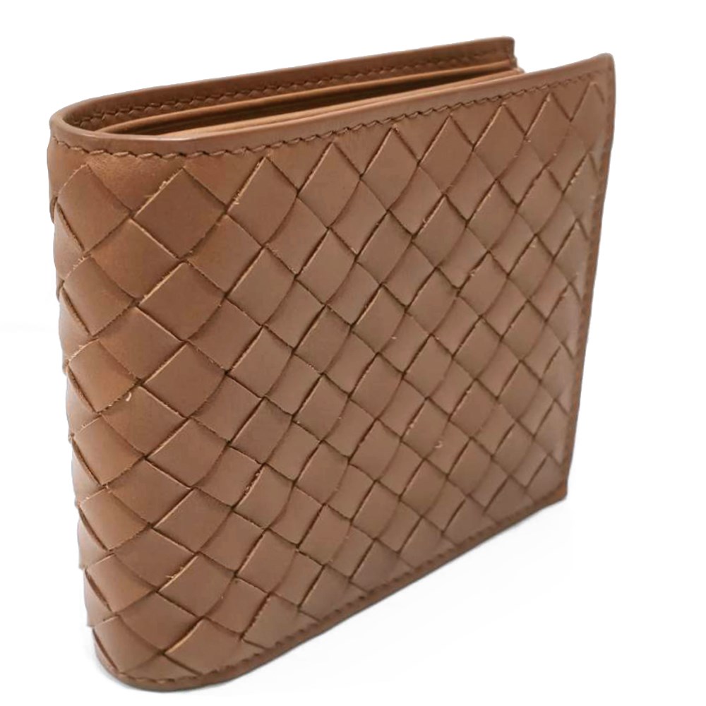 【BOTTEGA VENETA 】196207 經典編織小羊皮中性短夾(焦糖色)