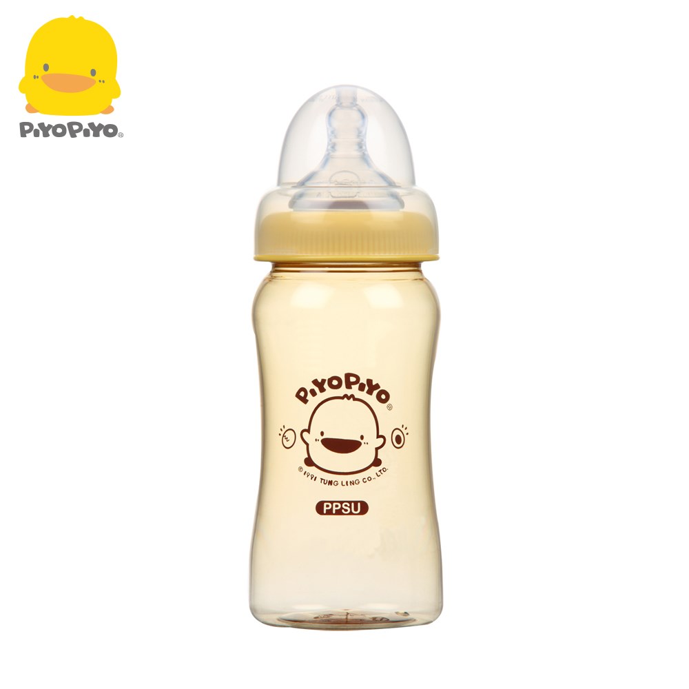 黃色小鴨《PiyoPiyo》媽咪乳感寬口徑PPSU防脹氣奶瓶