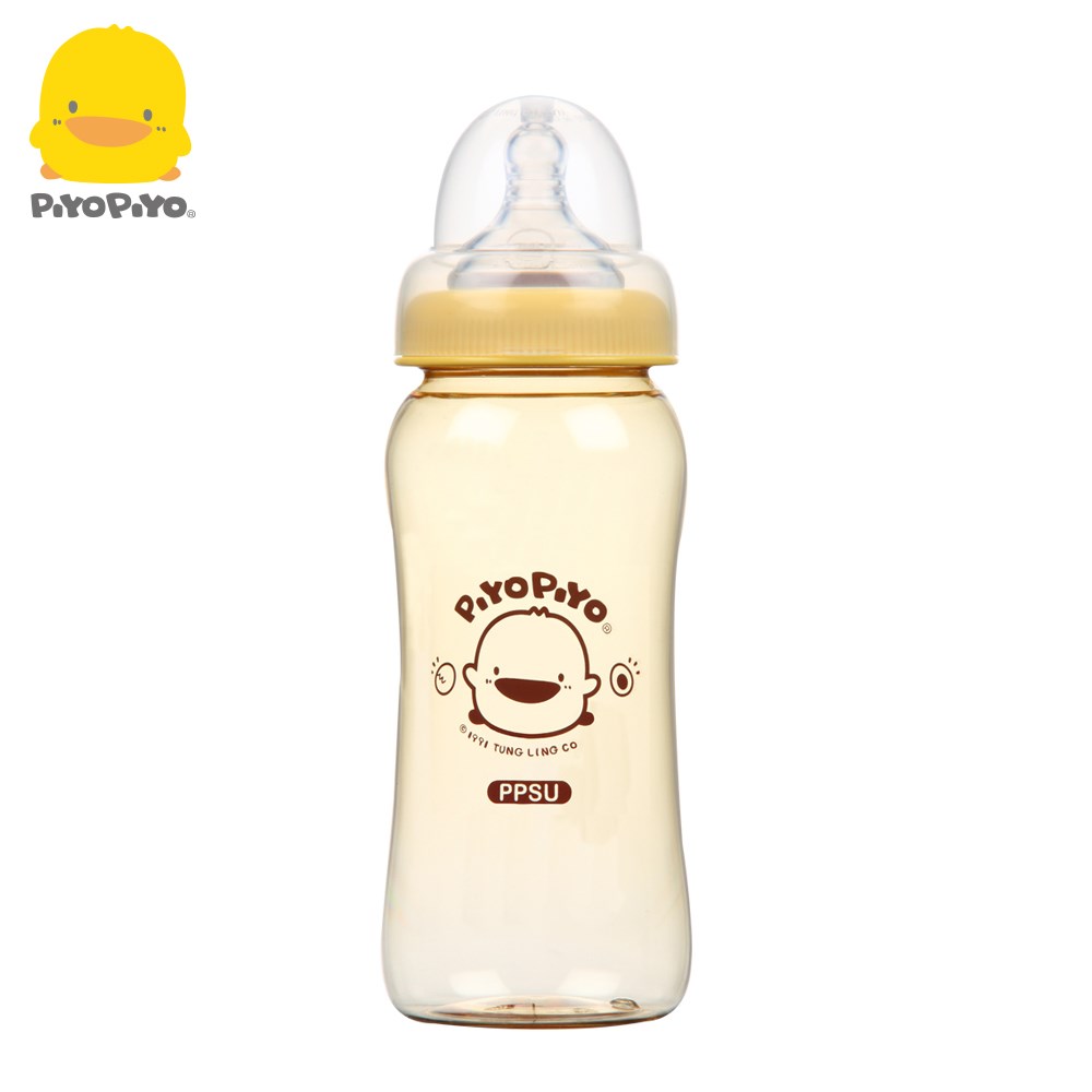 黃色小鴨《PiyoPiyo》媽咪乳感寬口徑PPSU防脹氣奶瓶