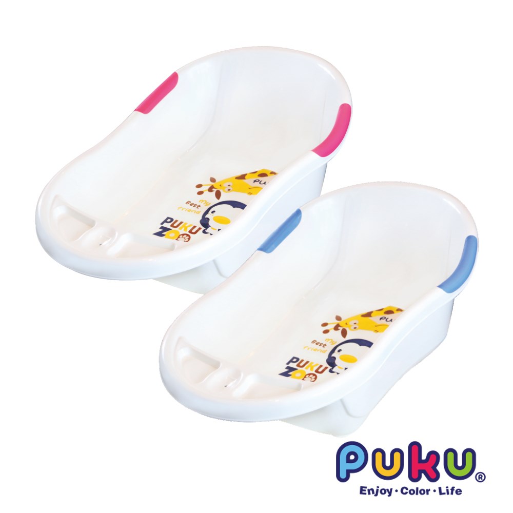 PUKU 藍色企鵝 雙色浴盆L(水色/粉色)