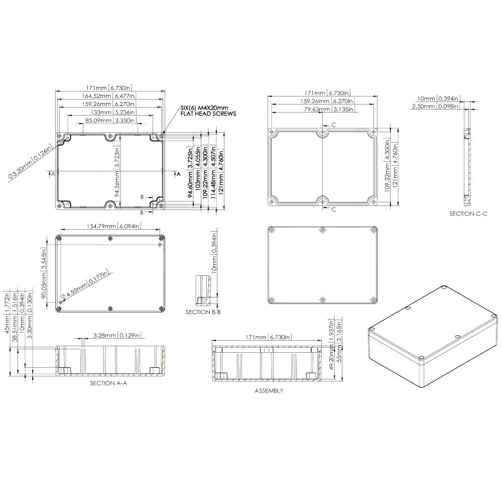 G120 171 x 121 x 55mm 萬用型 IP65 防塵防水壓鑄鋁盒