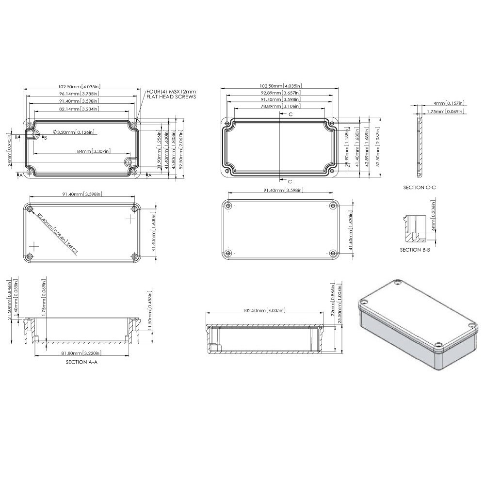 G111 115 x 65 x 55mm 萬用型 IP65 防塵防水壓鑄鋁盒