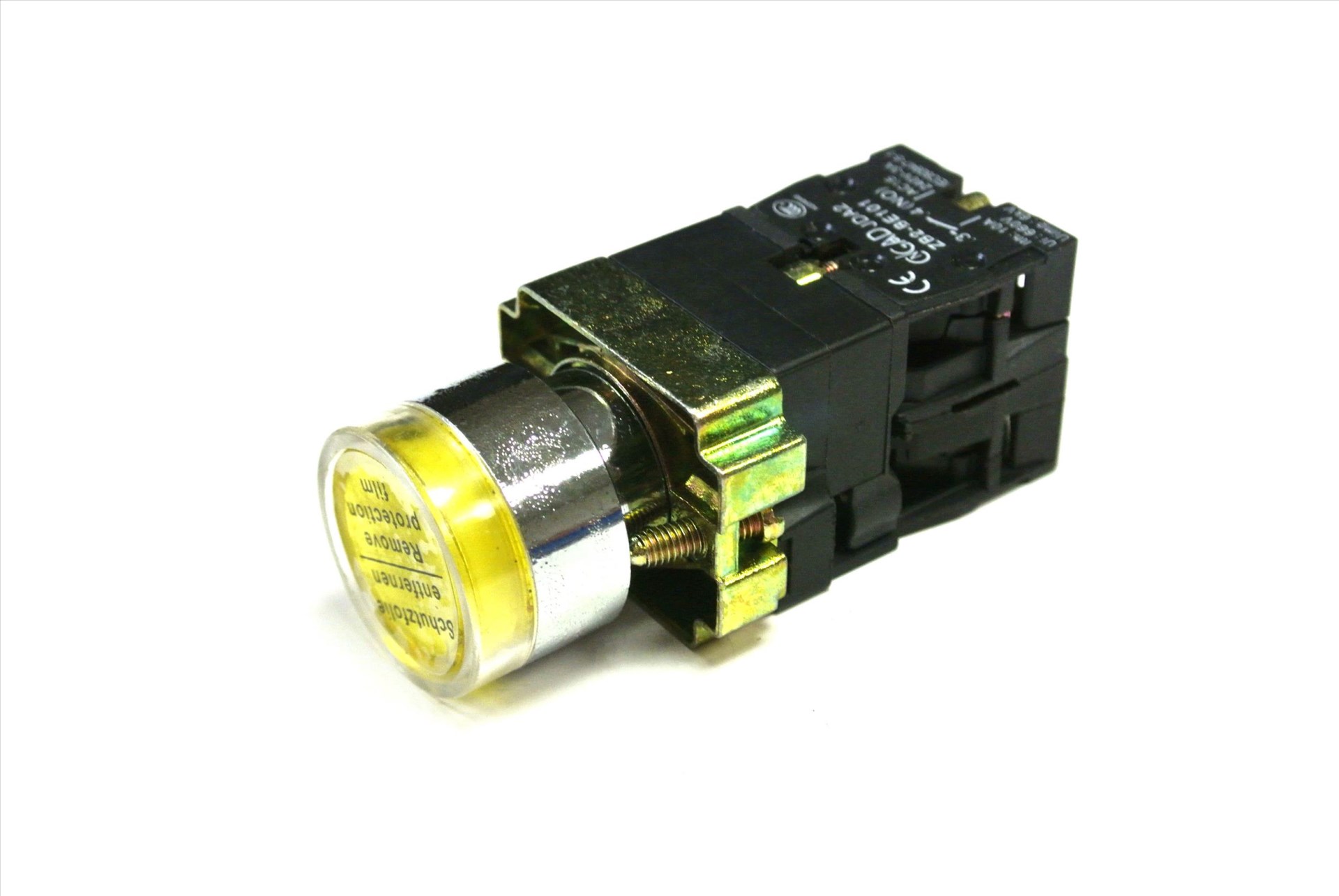 無段帶燈按鈕開關 黃 PB-14