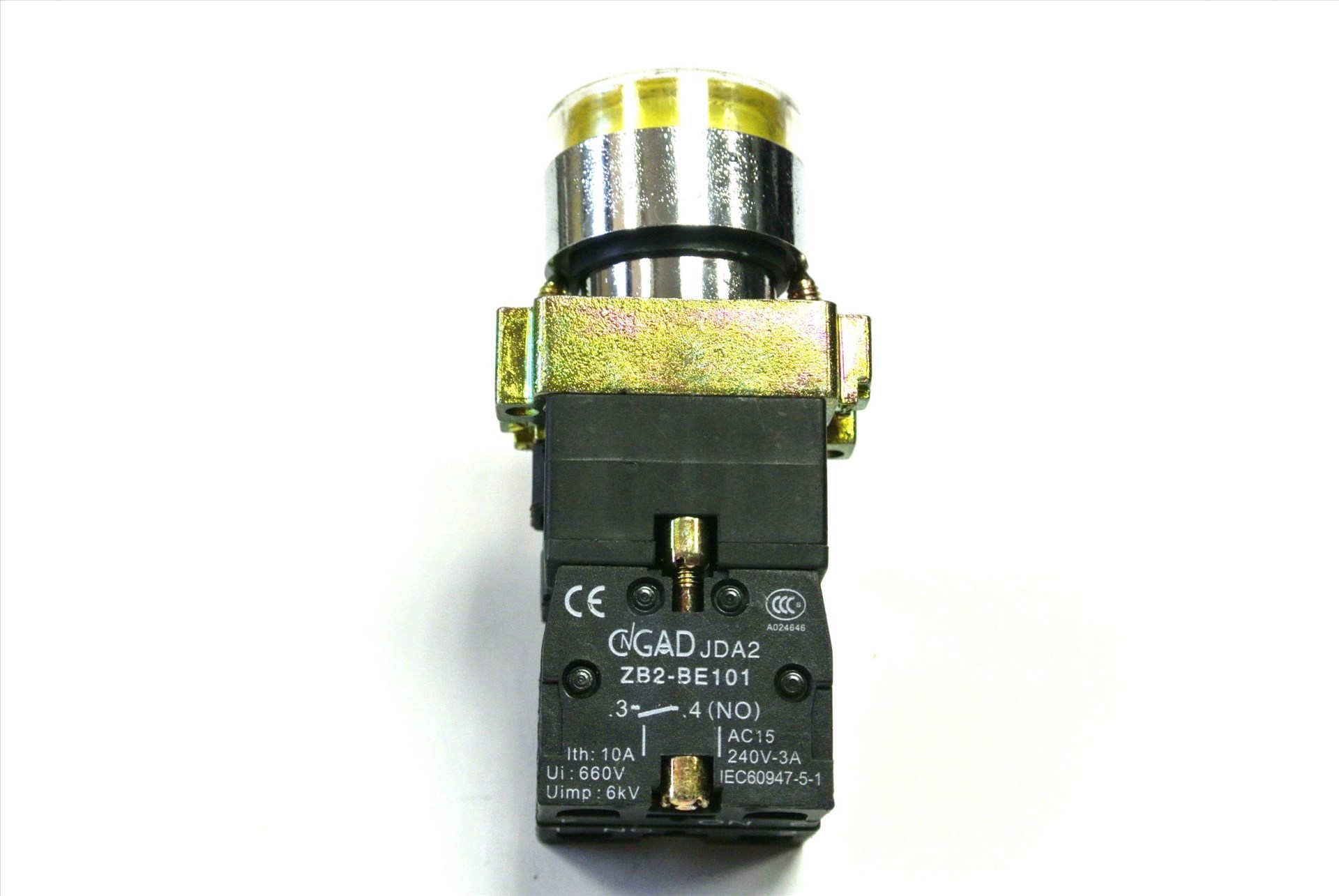 無段帶燈按鈕開關 黃 PB-14