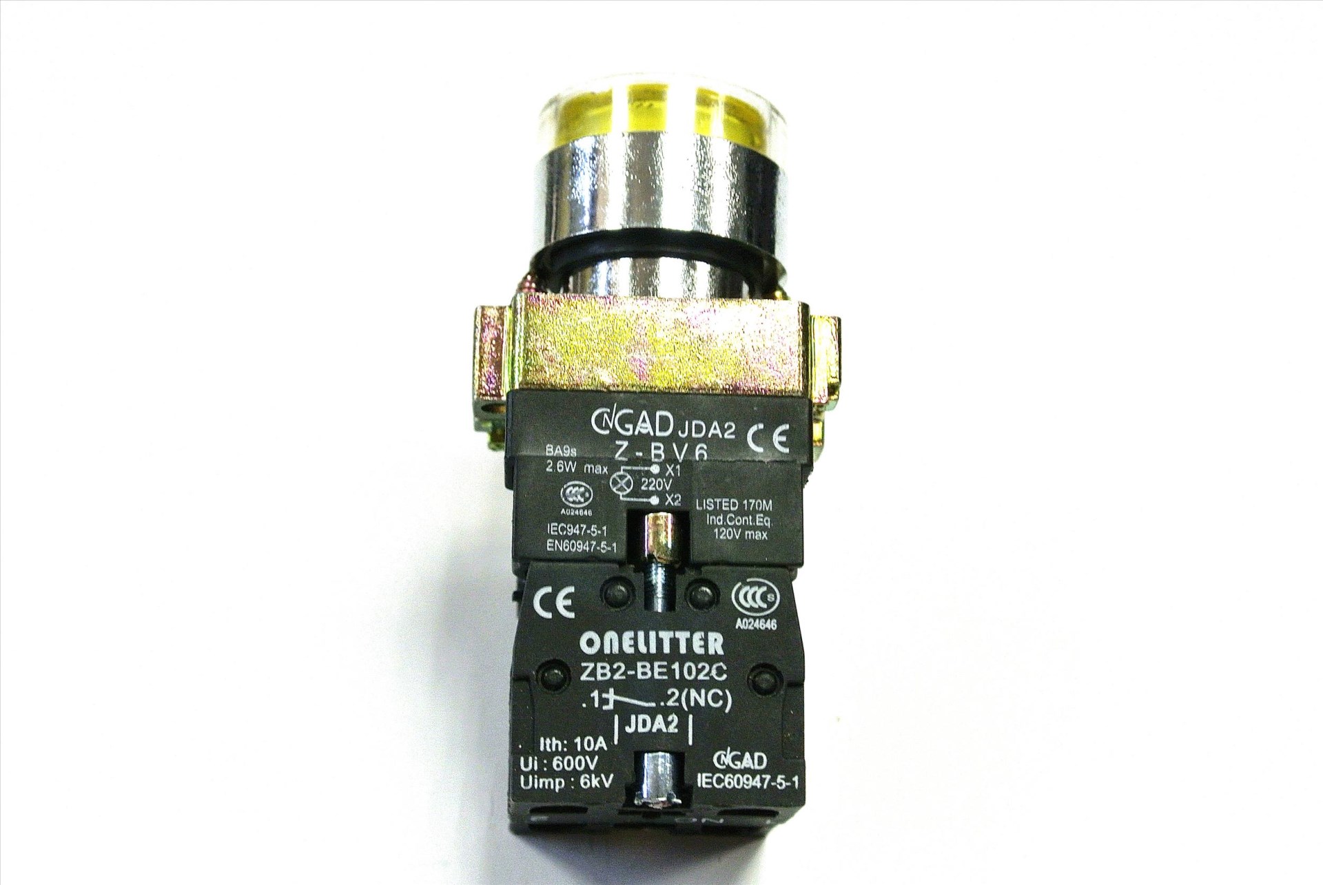 無段帶燈按鈕開關 黃 PB-14