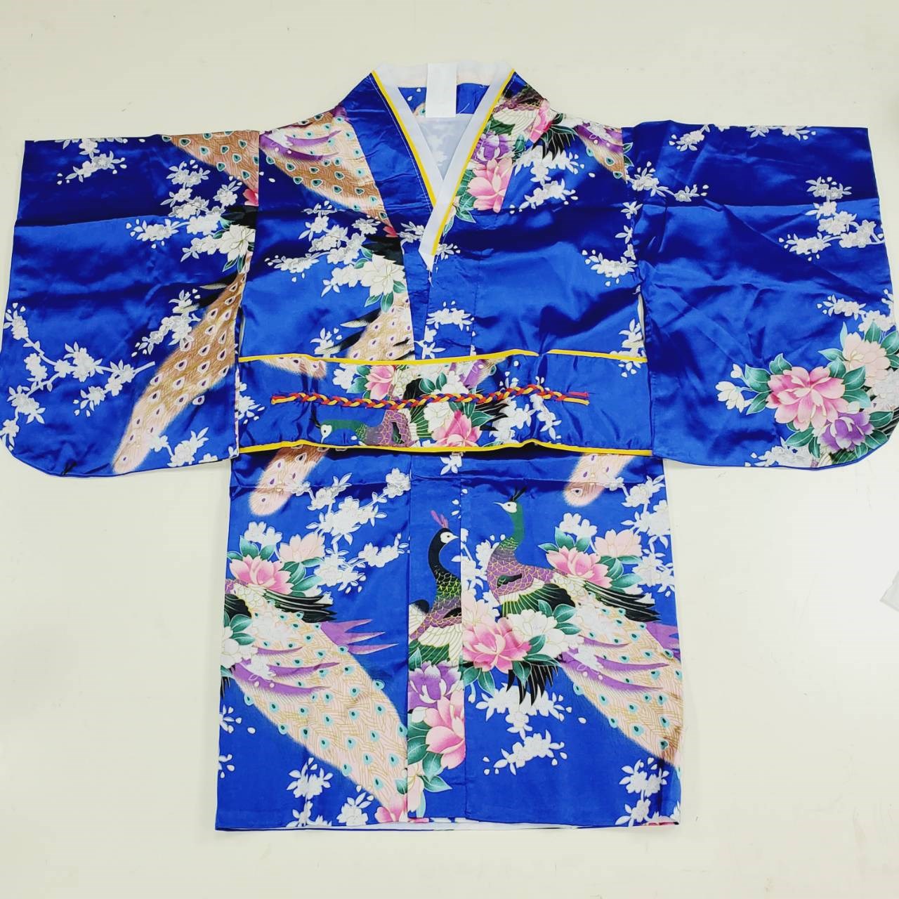 藍色孔雀長和服 