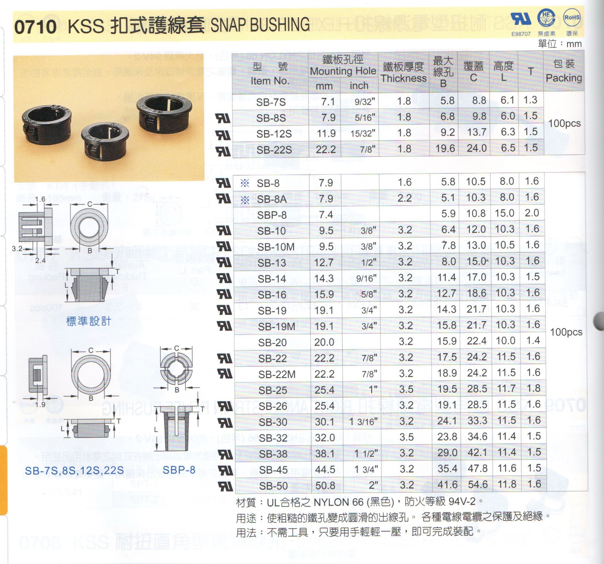 扣式護線套  SB-10