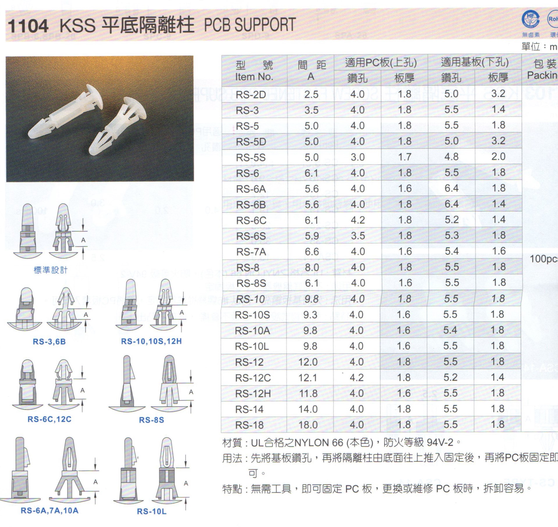 平底隔離柱  RS-12