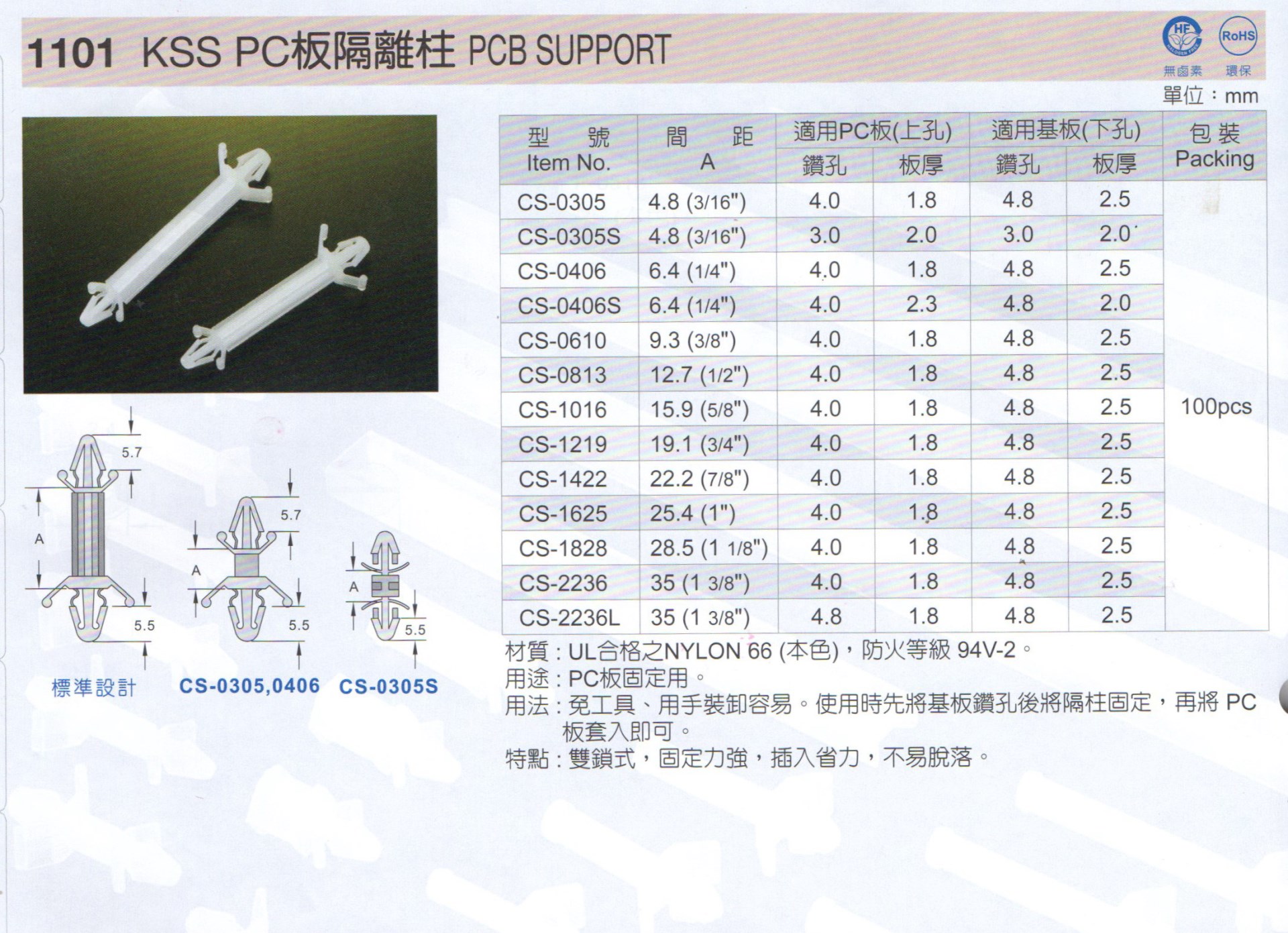 PC板隔離柱 CS-1219